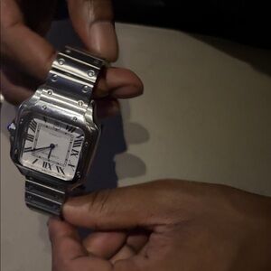 Luxury Silver Cartier watch  with Roman Numerals